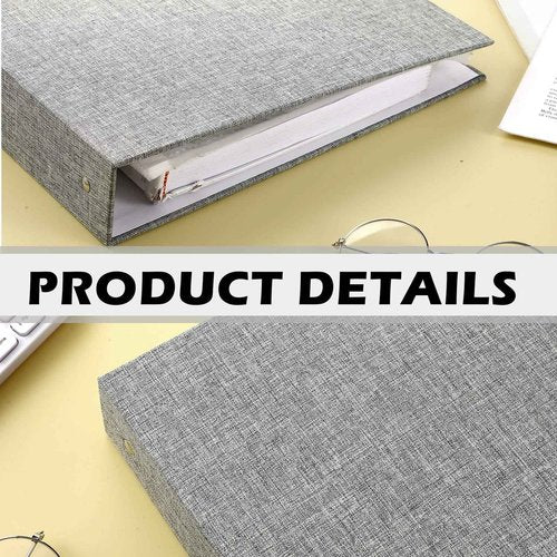 Eersida 4 Pack 3 Ring Binder 1 Inch Round Ring Binder Organizer with Linen Cover Holds 8.5" x 11" Paper Gray Linen Fabric for Schools, Offices and Homes