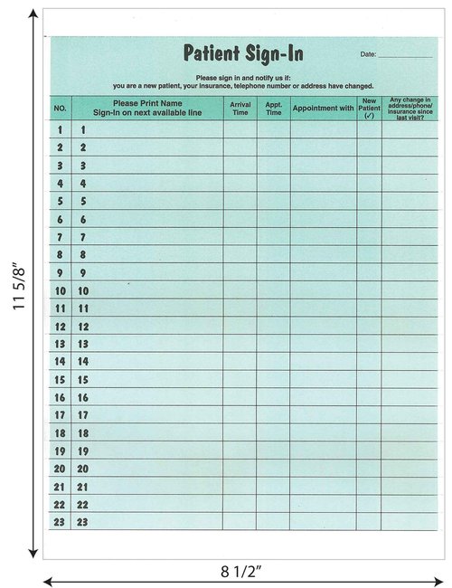 Tabbies Patient Sign-in Peel Off Label Forms, 250 Sheets/Pack, Green, 8-1/2" x 11", HIPAA Compliant, Confidential Patients Sign in Sheet, Provide Daily Patient Logs