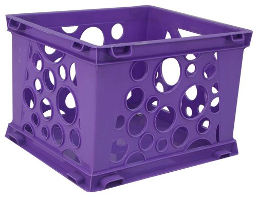 Storex Micro Crate, 6.75 x 5.8 x 4.8 Inches, Purple, 18-Pack (63105U18C)