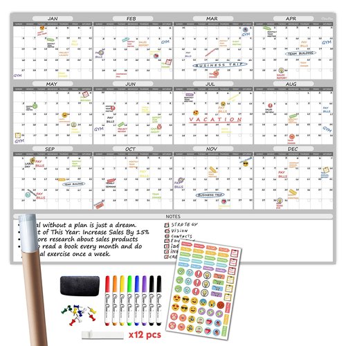 Large Dry Erase Wall Calendar - 48"x60" 2025 Undated Yearly Planner for Home, Office, School Projects - Jumbo Erasable Laminated Task Organizer