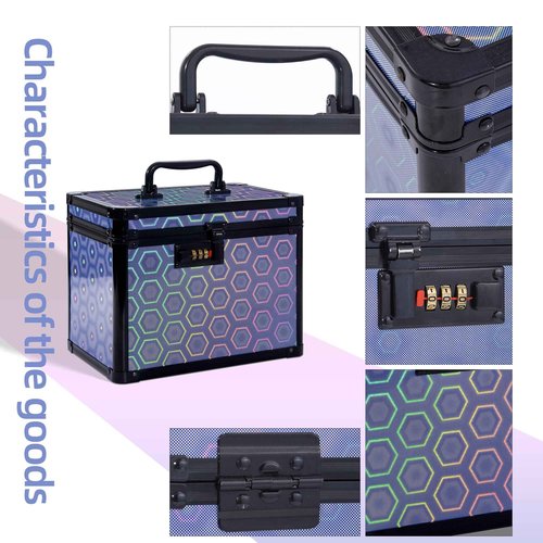Medication Combination Lock Boxes with Code for Personal Items, Medicine Lockbox for Documents 10 x 7.25 x 7.75 Inches Colorful Blue