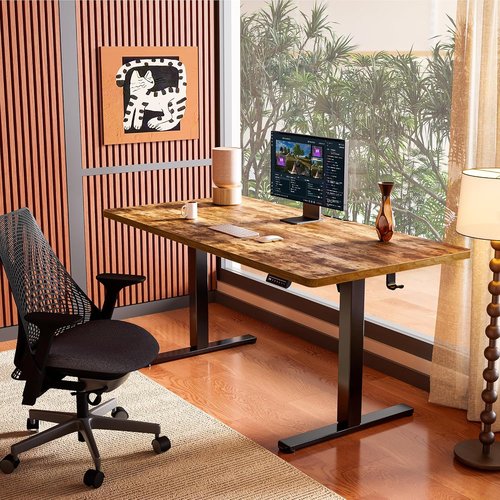 ErGear Electric Standing Desk - Height Adjustable Sit-Stand Desk, 48 x 24 Inches, Vintage Brown Finish