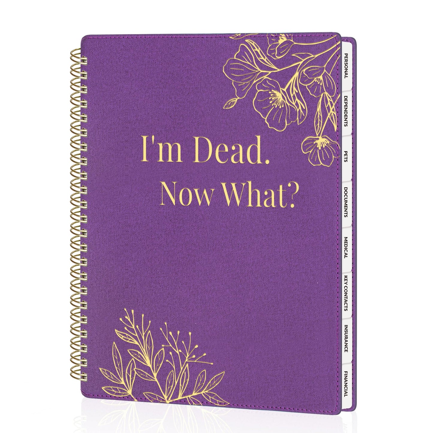 SUNEE End of Life Planner - I'm Dead Now What Planner for Seniors & Family Legacy, Large Print Spiral-Bound Estate Planning Organizer with Tabs - Final Wishes, Passwords & Funeral Planning, A4, Purple
