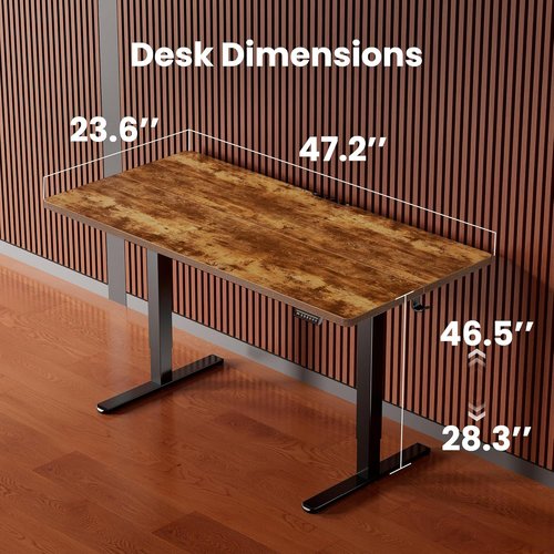 ErGear Electric Standing Desk - Height Adjustable Sit-Stand Desk, 48 x 24 Inches, Vintage Brown Finish