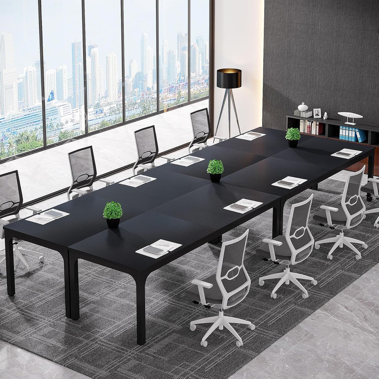 Tribesigns 78.74-Inch Conference Table Set - Large Rectangle Meeting Table for Business | Black, 4-Pack