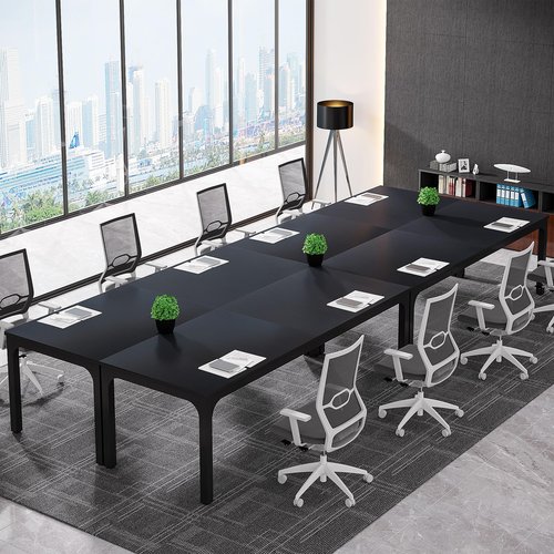 Tribesigns 78.74-Inch Conference Table Set,13FT Conference Room Table, Large Rectangle Meeting Seminar Tables Set,Long Business Tables (Chair not Included) (4, Black, 4 Pack)