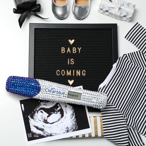 Clearblue Bedazzled Pregnancy Announcement Keepsake Stick - Unique Reminder for Social Media Sharing