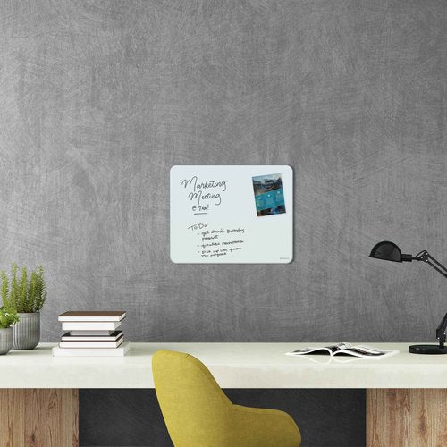 U Brands Magnetic Cubicle/Wall Glass Dry-Erase Board, 16" x 20" Inches, White Frosted Surface, Frameless