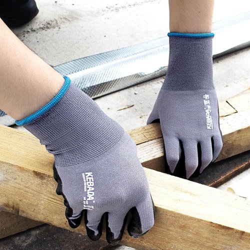 Kebada Nitrile Coated Work Gloves - 12 Pairs of Safety Gloves for Gardening & Light Duty | Large