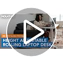 Mount-It! White Adjustable Rolling Laptop Desk – 29.6–44.2" Height, 23.6" x 20.5" Desktop, Mobile Standing Desk