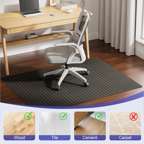 Delamu Office Desk Chair Mat for Hardwood Floor, 36"×48" Under Desk Floor Protector for Computer Gaming Chairs, Anti-Slip Woven Desk Chair Mats for Office Home (Black Brown)