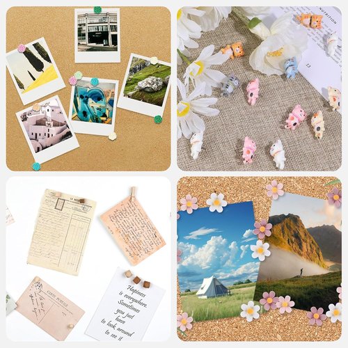 Skiennix 72-Piece Decorative Push Pins - Cute Cat, Flower & Heart Designs for Bulletin Boards | Office & Home Décor