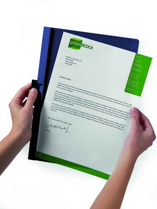 Durable Report Cover with DURACLIP - Letter-Size - Holds Up to 60 Pages - Clear Cover in Black - 25 Per Box
