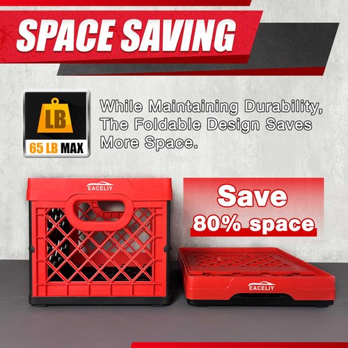 EACELIY 30.49L 4 PACKS Collapsible Stackable Storage Containers,4-Pack 30.49L Space-Saving Foldable Organizer Bins with Lids, Leakproof Kitchen Bathroom Garage Organizing Baskets