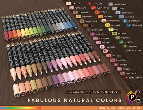 36 Acrylic Paint Pens Skin and Natural Earth Tone Marker Set For Rock Painting, Canvas, Mugs, Glass, Plastic, Wood, Metal, Fabric, Scrapbooking, Most Surfaces. Quick Drying Waterbased (EXTRA FINE)