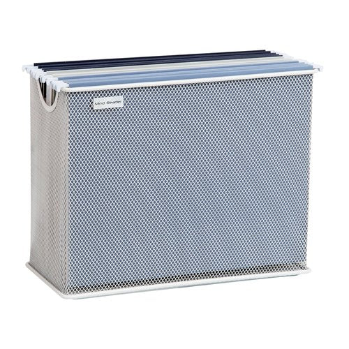 Mind Reader Vertical File Storage, Desktop Organizer, Hanging Files, Office, Metal Mesh, 12.25" L x 5.5" W x 10" H, White