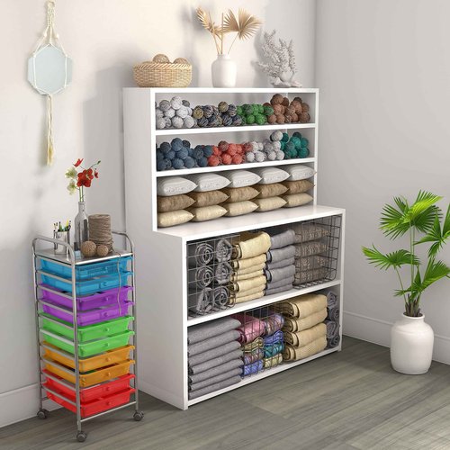 ECR4Kids 10-Drawer Mobile Organizer, Storage Cart, Assorted