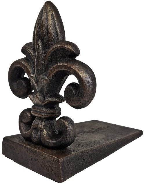 Lulu Decor 100% Cast Iron Fleur De Lis Door Stopper, 4 lbs 5 oz, Well Built Door Stopper, 6.50" H, 6" L