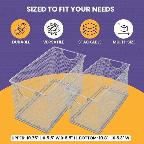 Ybm Home Mesh Storage Box, Silver Mesh Great for School Home or Office Supplies, Books , Computer Discs and More 2302 (1, Zip Box- 8 X 4.5 X 4.8 Inches)
