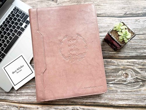 3-Ring Portfolio Padfolio for Women, Vegan Leather Binder, Pink, Zipper, Handmade Portfolio Organizer, Personalized for Lefty & Righty