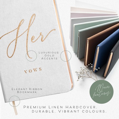 ARTESORI Vow Books His and Hers - Linen Wedding Vow Books Perfect as Bride & Groom Gifts, Wedding Registry Ideas - His & Hers Gifts Wedding Vow Book - Wedding Essentials & Accessories (White & Black)