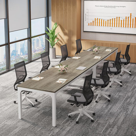 Tribesigns 13 FT Conference Room Table - Modern Oak Meeting Desk for Boardroom | 78.74" W x 27.56" D
