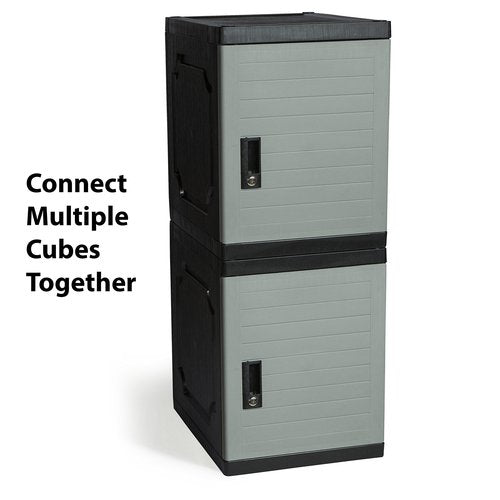 Jink Locker - Lockable Storage Cabinet with Keys, 19” - Great Locking Storage Box Solution for Home, Garage, Office or Outdoor (Gray)