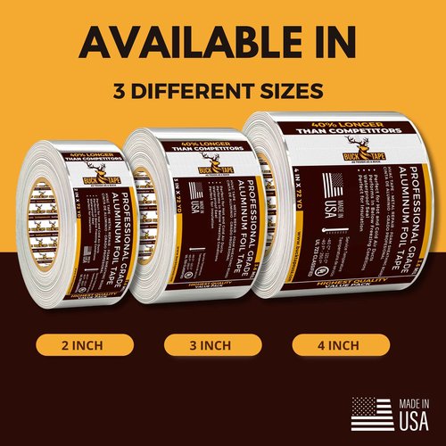 Buck Aluminum Foil Tape – 4 Inch x 216ft (72 yd), 3.6 Mil – HVAC Tape for Ductwork, AC, Dryer Vents & Insulation – Silver Foil Tape for Metal Repair, Exhaust Sealing & Air Conditioning (1 Pack)