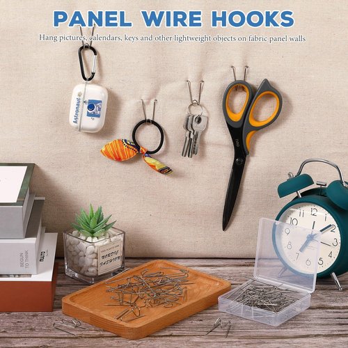 Ripeng 40 Pcs Cubicle Hooks for Fabric Wall, Cubicle Picture Hangers, Fabric Panel Wall Push Pin Hooks Wire Clips Metal Coat Hanger for 20 Lbs Office Kitchen Home Hanging Key Accessories
