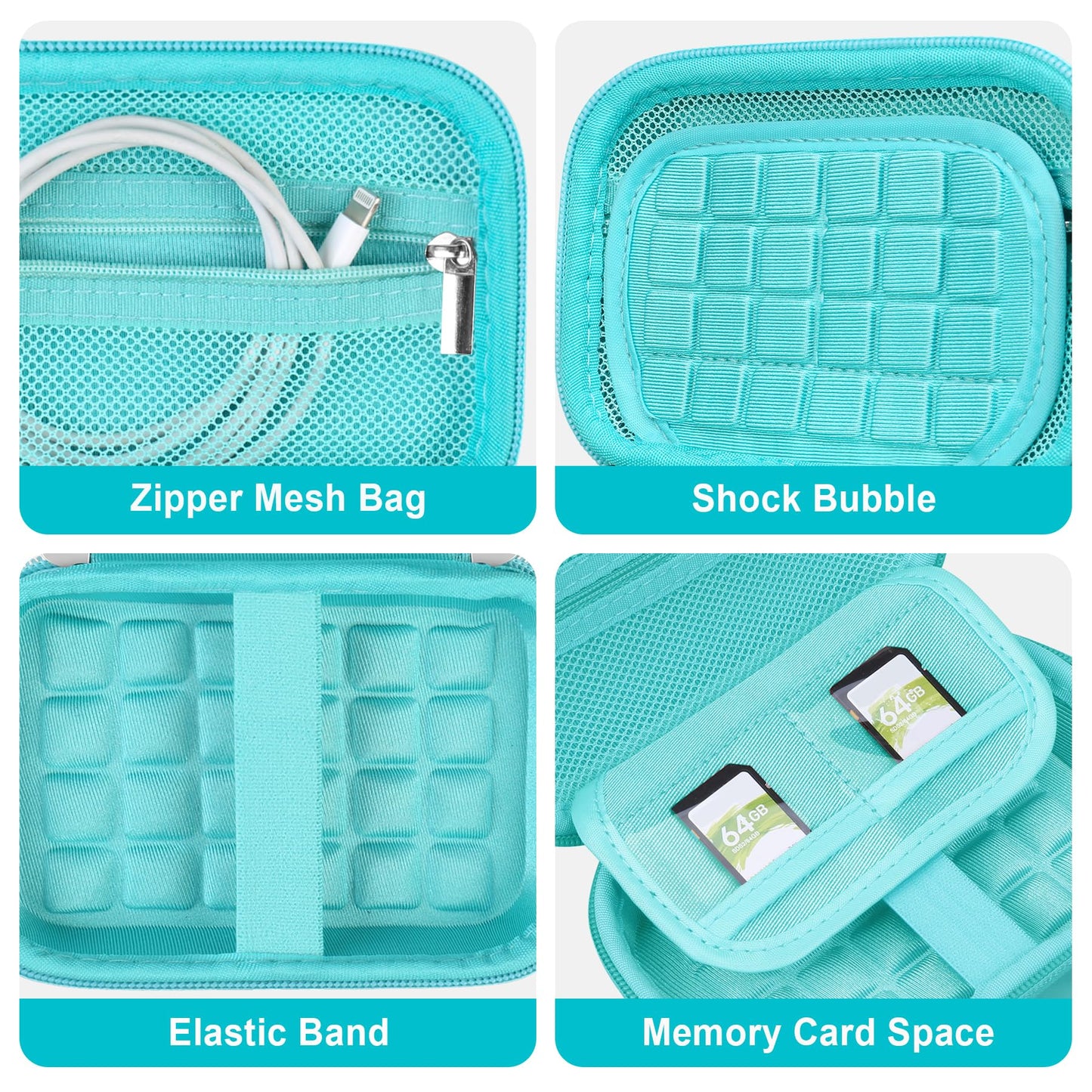 Supmay Hard Carrying Case for Kodak Step Instant Smartphone Photo Printer - Portable Mini Color Wireless Mobile Printer, Zipper Mesh Pocket for USB Cable, Photo Paper, Green