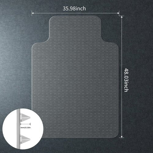 WASJOYE Chair Mat for Carpet, 36" x 48" Office Chair Mat for Carpet, Convex Shape with Non-Slip Studded for Home and Office