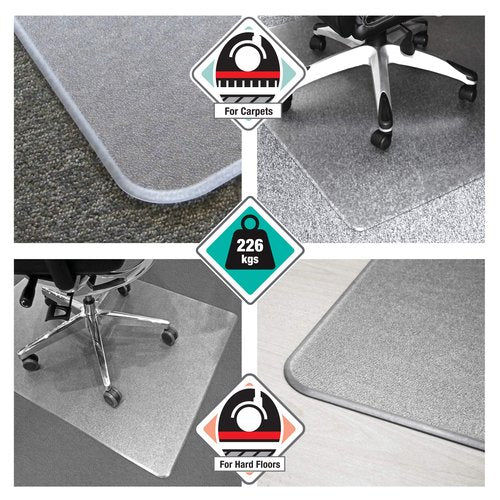 Cleartex Floortex Megamat Extra Thick 35-inch x 47-inch Rectangular Chair Mat for Hard Floors & Carpets, Polycarbonate (FCM12895ER)