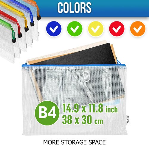 10 Pack Large Mesh Zipper Pouch B4 (12x15in) Mesh Bags With Zipper for Organizing Board Game Puzzle School Teacher Classroom Organization Zip Storage Bags Plastic Zippered Pouches Zippered Pouches