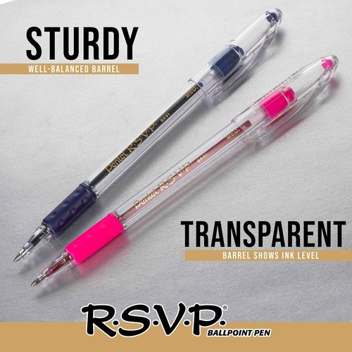 Pentel RSVP Ballpoint Pen, (1.0mm) Med Line, Black Ink, 72pk Canister (BK91PC72A)
