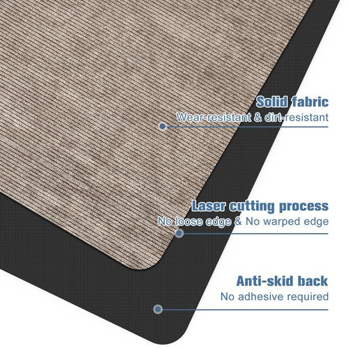 Placoot Corduroy Office Chair Mat, 35x55 Inch, Light Brown, Anti-Slip Rubber Base for Hard Floors, Desk Mat by Placoot