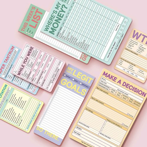6-Count Knock Knock Make a Decision Pads, Checklist Funny Office Notepads, 6 x 9-inches each (Pastel)
