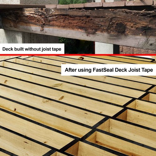FastSeal Deck Joist Tape 1-5/8" x 100', Waterproof Weather Resistant Self-Adhesive Joist Tape, Anticorrosion Flashing Tape for Wood Joists Beams (3 Pack, 1-5/8" x 100')