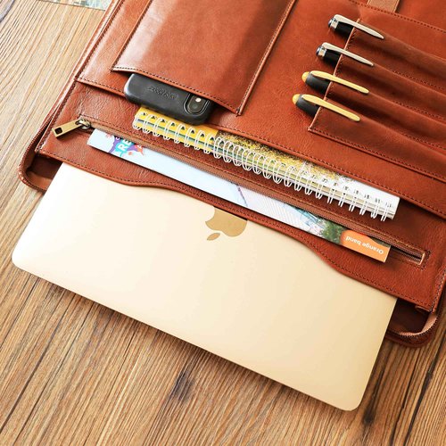 Gvalant Genuine Leather Portfolio, Zippered Padfolio for Men, Leather Binder for Letter Size Notepad, Portfolio for Women, Business Organizer A4 Document Bag