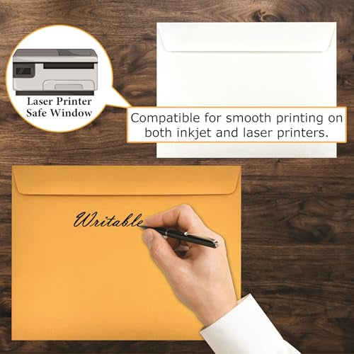 100 Pack 10x13 Booklet Envelopes Heavy 28lb Kraft Open Side Gummed Flap