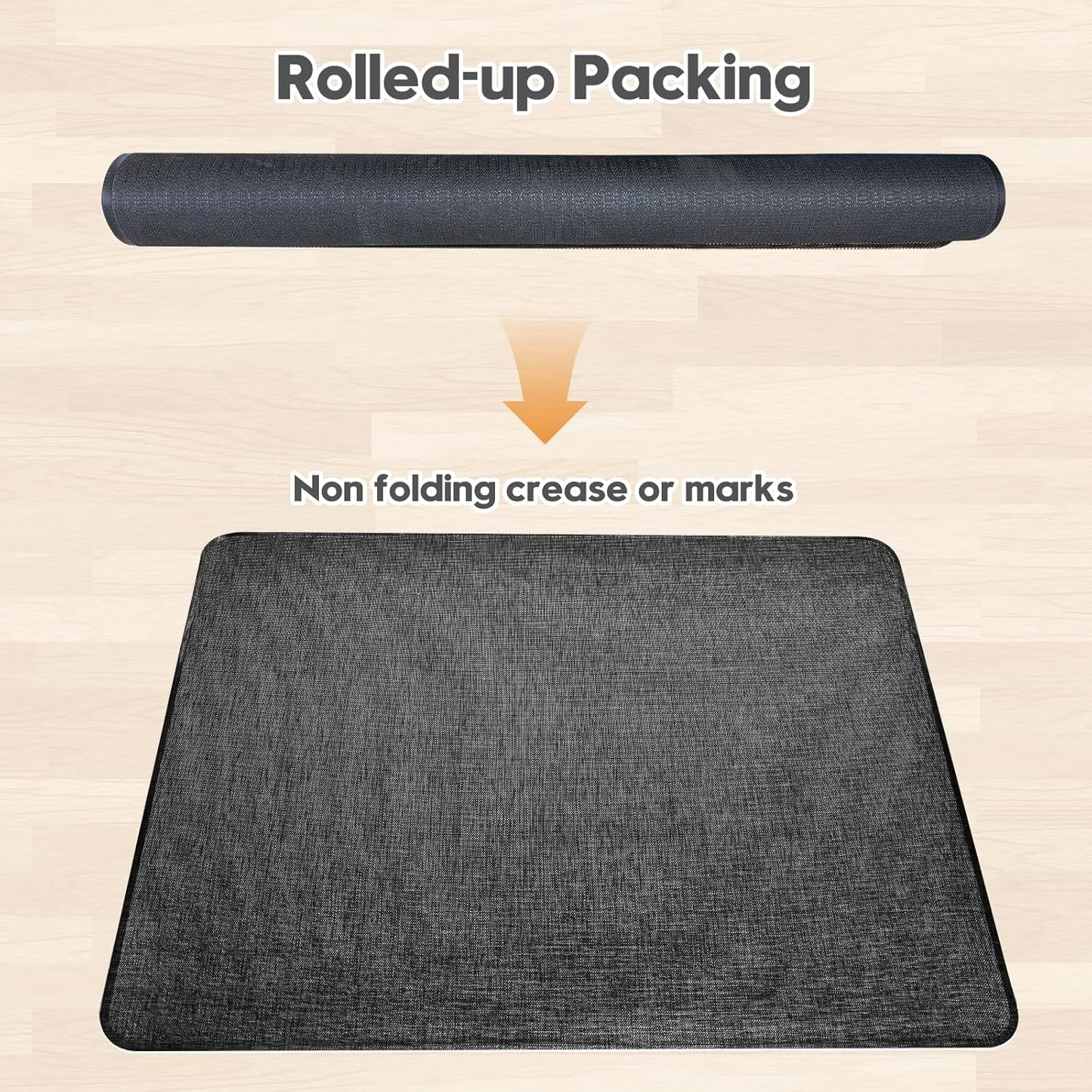 Sycoodeal Office Chair Mat - Heavy Duty Anti-Slip Floor Protector for Hardwood & Tile | Black (36" x 48")