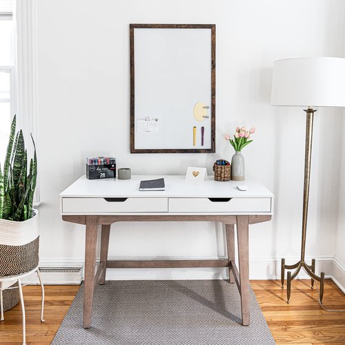 Loddie Doddie Magnetic White Board 24" x 36" - Magnetic Dry Erase Board with Built-in Marker Tray - Rustic Wooden Frame - Whiteboard Wood Frame