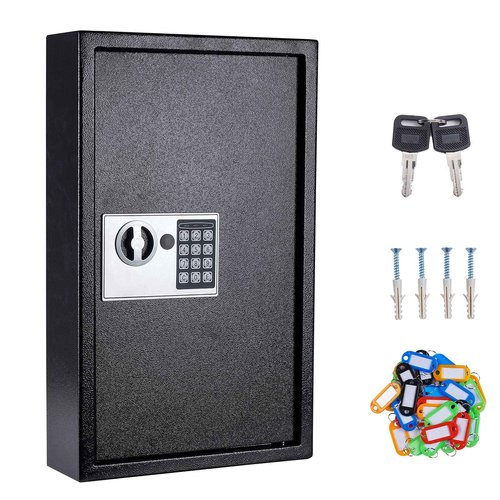 UMEKEN Key Box Wall Mount 60 Position Valet Digital Car Key Cabinet Lock Box with Code, Electronic Vehicle Key Holder Lockbox with Key Tags, Key Organizer Locker Box, Black, 12" x 3.94" x 19.69"