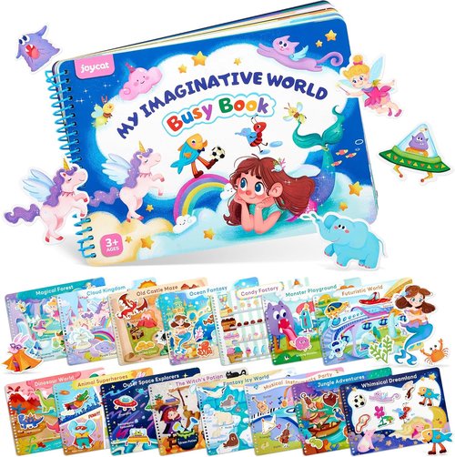 JoyCat Preschool Busy Book - Dual-Language Learning Activities for Toddlers 3-5 | Educational Sensory Toy