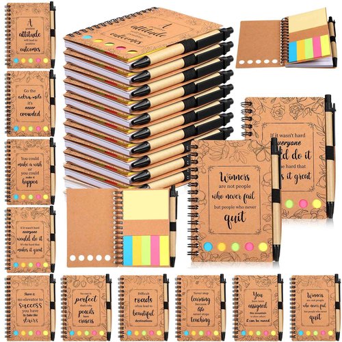 Kolldenn 30 Set Inspirational Notebook Mini Motivational Notepad Journal with Sticky Note Ballpoint Pen Back to School Gifts for Students Thank You Employee Appreciation Gifts Bulk for Nurse Teacher