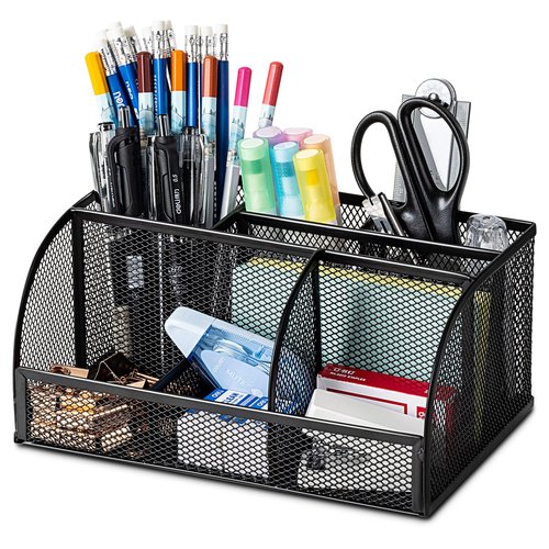 deli Mesh Desk Organizer Office Supplies Caddy with Pencil Holder and Storage Baskets for Desktop Accessories