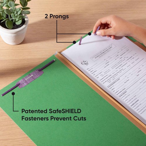 Smead Pressboard Legal Size File Folders with SafeSHIELD Fasteners, 2 Dividers, 2" Expansion, Office Folders, Paper Holder, Green, 10 per Box (19033)