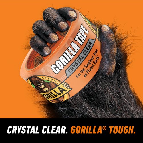 Gorilla Crystal Clear Tape - Weather Resistant for Indoor/Outdoor Projects | 1.88” x 18 yd (Pack of 12)
