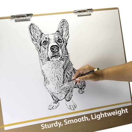 Officemate 23" x 26" Artist Sketch Board with Handle for Drafting Art - Portable Wooden Clipboard for Class, Studio or Field Use (83099)