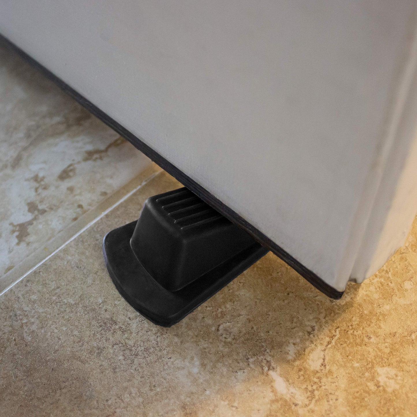 S&T INC. Heavy Duty Rubber Door Stopper for Residential and Commercial Use, Black, 4.8 in. x 2.2 in. x 1.3 in., 4 Pack