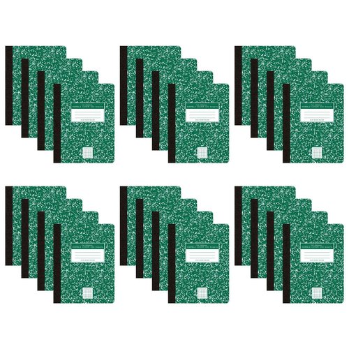 ROARING SPRING Hard Cover Composition Notebook, 24 Pack, Green Marble Comp Book, 9.75″ x 7.5″, 5x5 Grid Graph Ruled, 100 Sheets (200 Pages), Made in USA